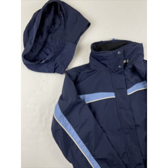 L.L. Bean Full Zip Hooded Ski Jacket Women’s S Inside Pockets Blue Nylon CYF3 - Picture 11 of 12